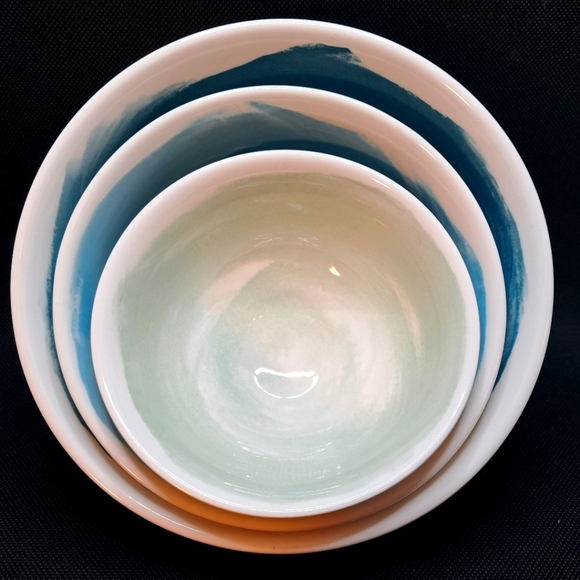 Anthropologie Pepper & Vetiver Oceana Nesting Bowls Set of 3 Erin Wolf Design - Picture 1 of 10